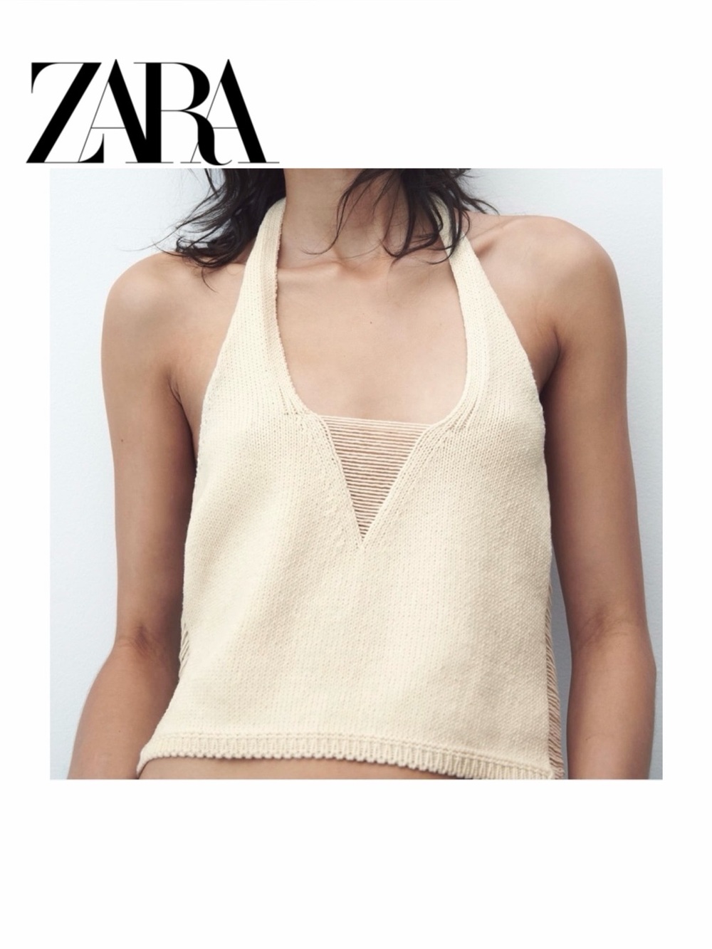 🆕 NWT Zara Beige Crochet Knit Halter